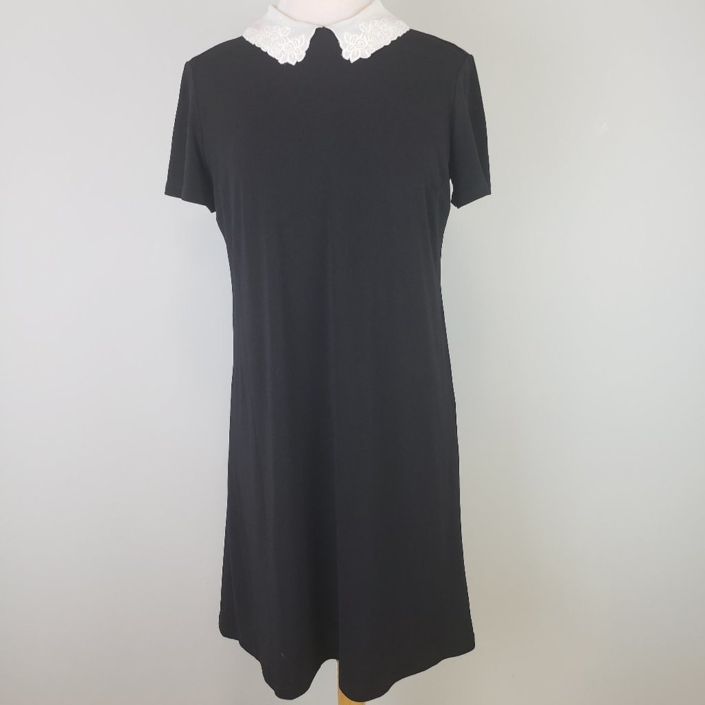 Elle Peter Pan Collar A-line Dress Black Size Medium